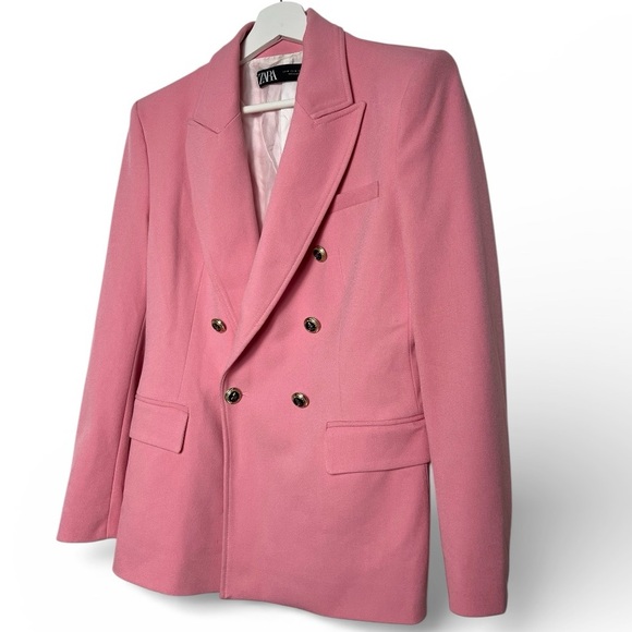 Zara Pink Double Breast Blazer - Picture 3 of 9